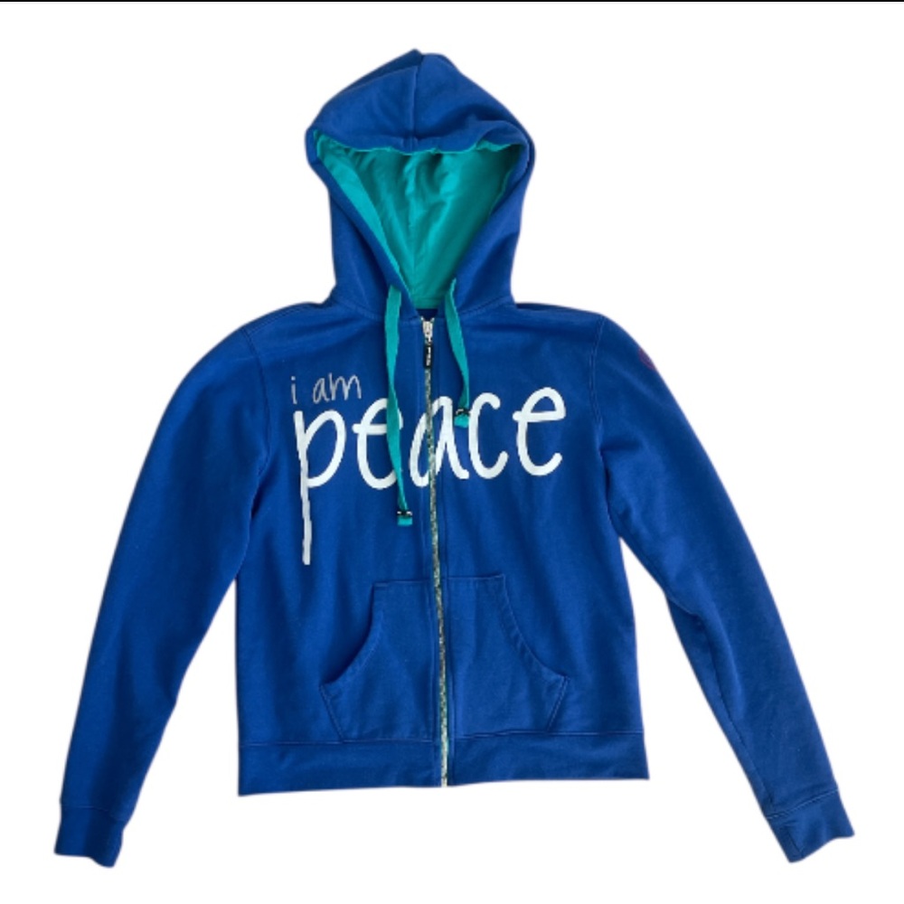 Peace Love World I Am Peace Zip Hoodie Thumb Holes Affirmation Hoodie Size S
